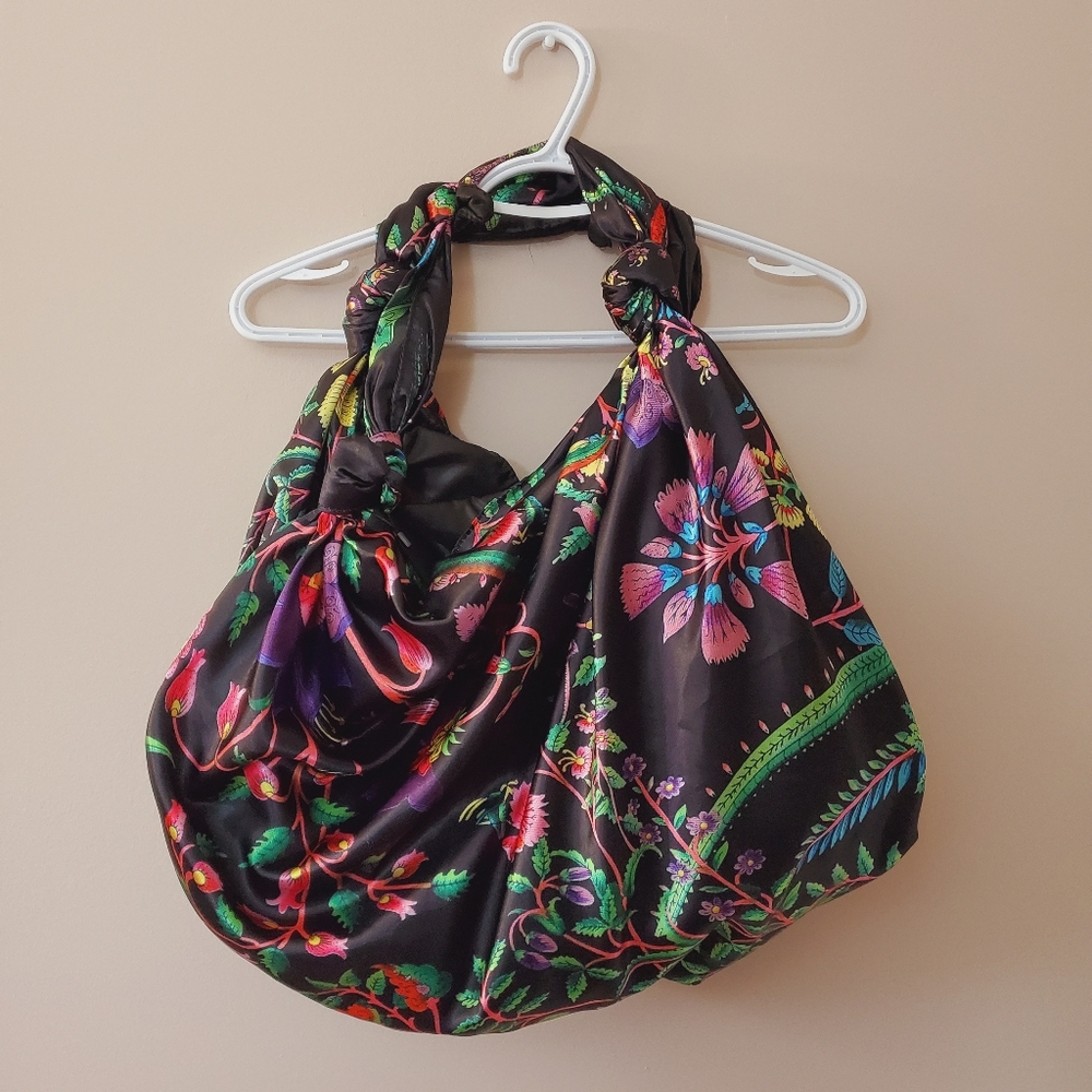 Zara - Black floral hobo bag